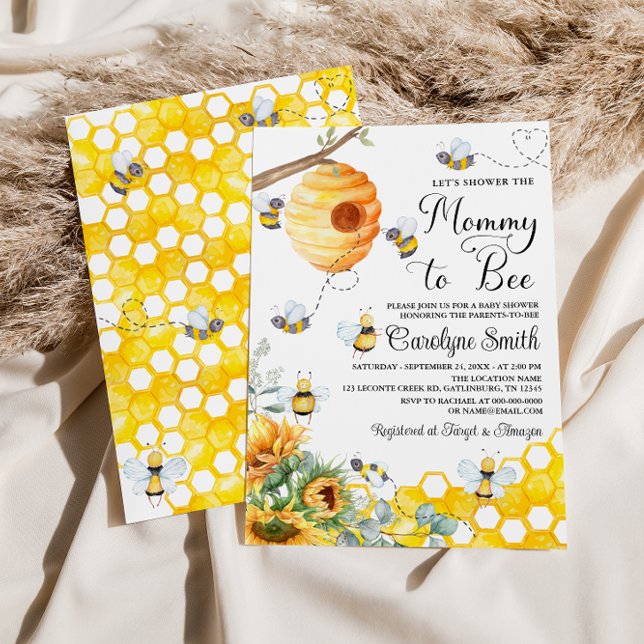 Mommy to Bee Sunflower Gender Neutral Baby Shower Invitation (Creator Uploaded)
