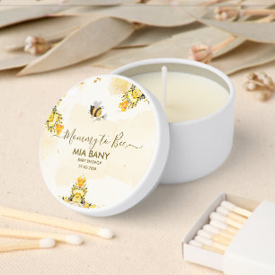 Mommy to Bee Watercolor Floral Funny Baby Shower Mini Candle Favors