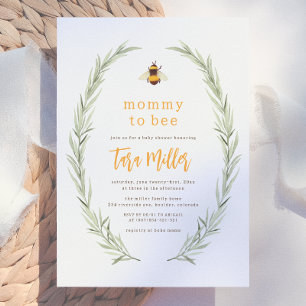 Mommy To Bee Watercolor Gender Neutral Baby Shower Invitation