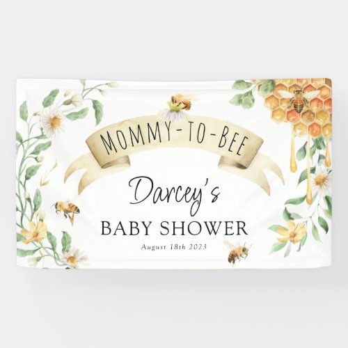 Mommy_to_Bee Watercolor Honey Elegant Baby Shower  Banner