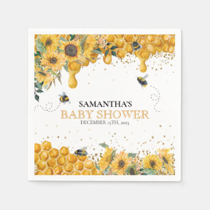 Mommy To Bee Watercolor Sunflower Honey Napkins