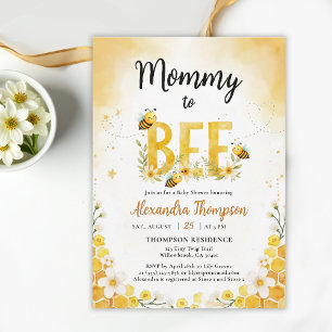 Mommy to Bee Whimsical Floral Cute Baby Shower Invitation