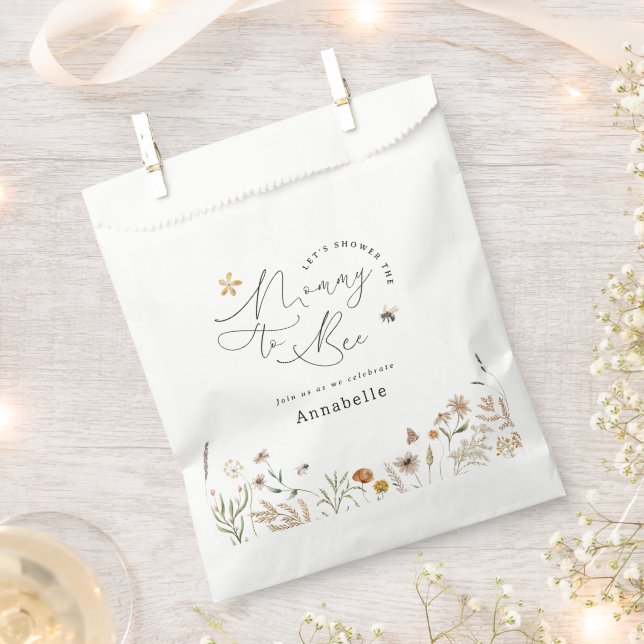 Mommy to bee wildflower baby shower favor bag (Clipped)