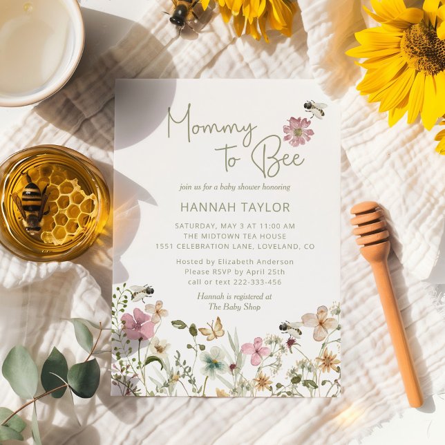 Mommy to Bee Wildflower Baby Shower Invitation (Creator Uploaded)