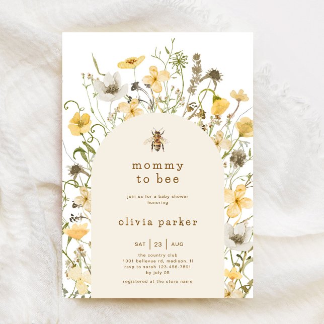 Mommy To Bee  Wildflower Baby Shower Invitation (Creator Uploaded)