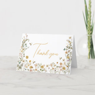 Mommy to Bee Wildflower Baby Shower Letterpress Thank You Card