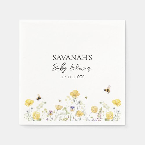 Mommy to Bee Wildflower Baby Shower Napkins
