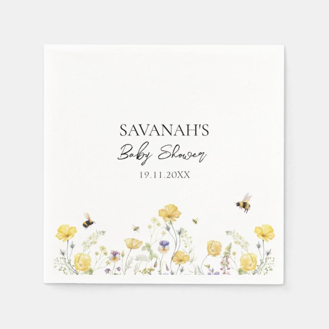 Mommy to Bee Wildflower Baby Shower Napkins (Front)