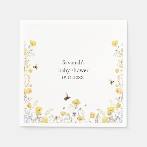 Mommy to Bee Wildflower Baby Shower Napkins