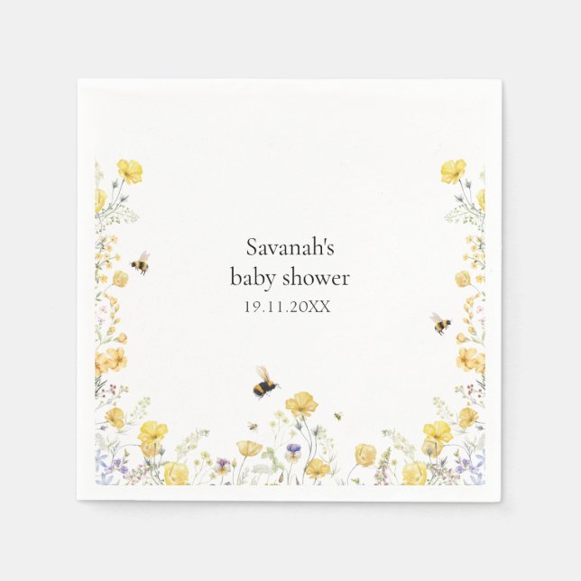 Mommy to Bee Wildflower Baby Shower Napkins (Front)