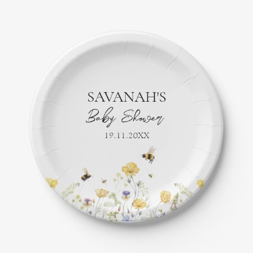 Mommy to Bee Wildflower Baby Shower Paper Plates