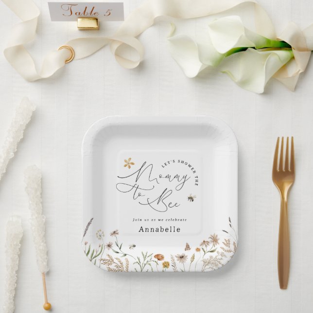 Mommy to bee wildflower baby shower paper plates (Wedding)