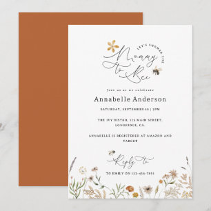 Mommy to bee wildflower baby shower terracotta invitation