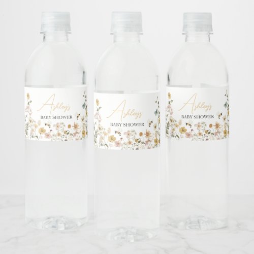Mommy to Bee Wildflower Baby Shower Water Bottle Label