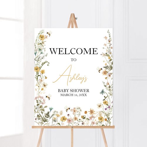 Mommy to Bee Wildflower Baby Shower Welcome Poster