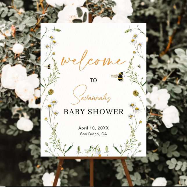 Mommy to Bee Wildflower Baby Shower Welcome Sign (Creator Uploaded)