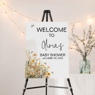 Mommy to Bee Wildflower Baby Shower Welcome Sign