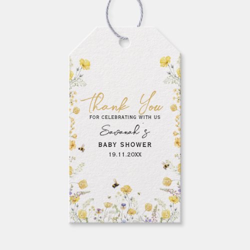 Mommy to Bee Wildflower Floral Frame Thank You Gift Tags