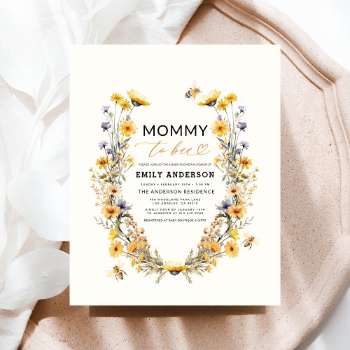 Spring Wildflower Neutral baby shower invitation