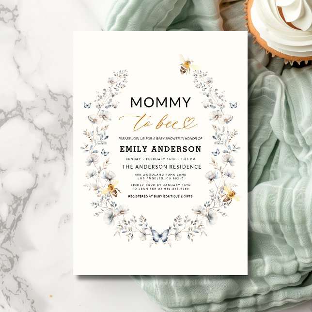 Mommy to Bee Wildflower Gender Neutral Baby Shower Invitation (Creator Uploaded)