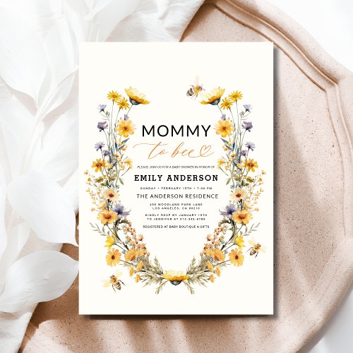 Spring Wildflower Neutral baby shower invitation