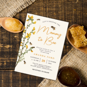 Mommy to Bee wildflower yellow floral Baby Shower Invitation