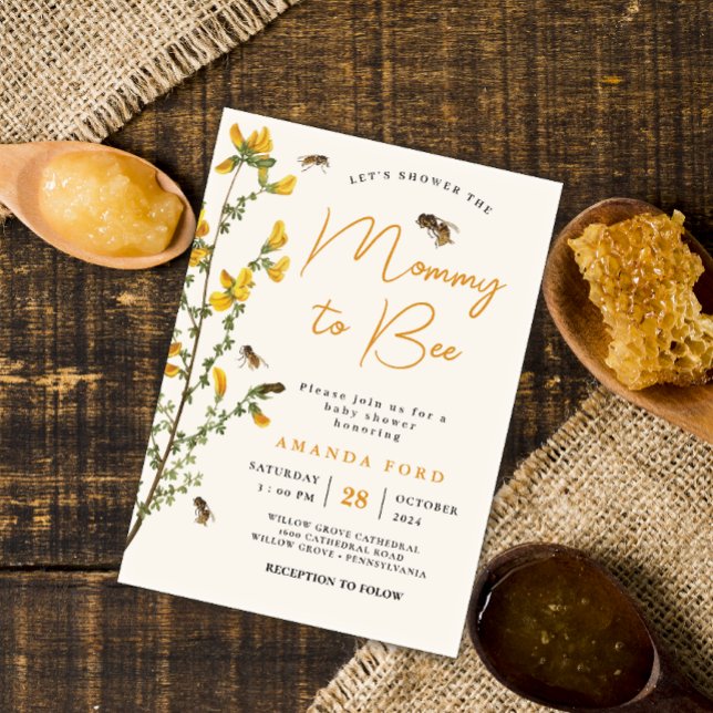 Mommy to Bee wildflower  yellow floral Baby Shower Invitation (Creator Uploaded)