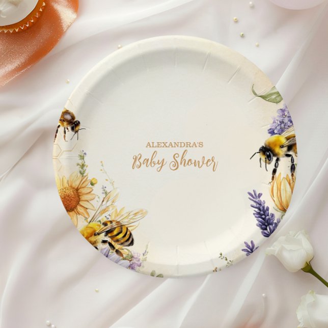 Mommy to Bee Wildflowers Baby Shower Paper Plates (Creator Uploaded)