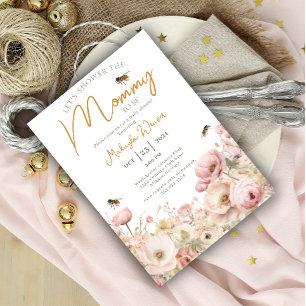 Mommy to Bee Wildlfower pastel Floral Baby Shower Invitation
