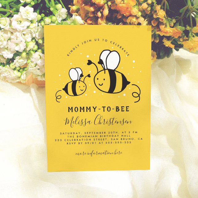 Mommy To Bee Yellow Gender Neutral Baby Shower Invitation (Creator Uploaded)