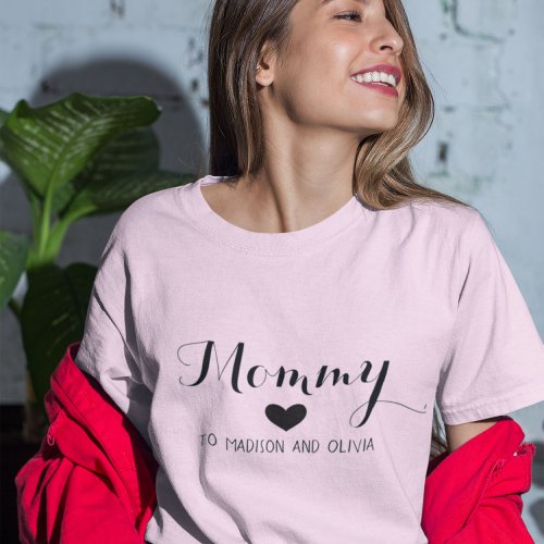 Mommy Trendy Mom Kids Names Mothers Day Gift  T_Shirt
