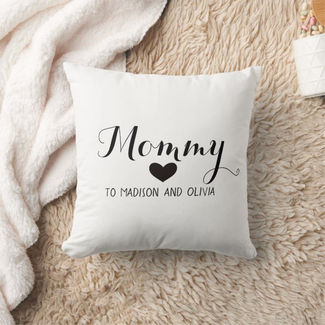 Mommy Trendy Mom, Kids Names Mother's Day Gift  Throw Pillow (Blanket)