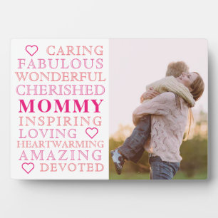 Mommy Typography Modern Trendy Family Photo Plaque