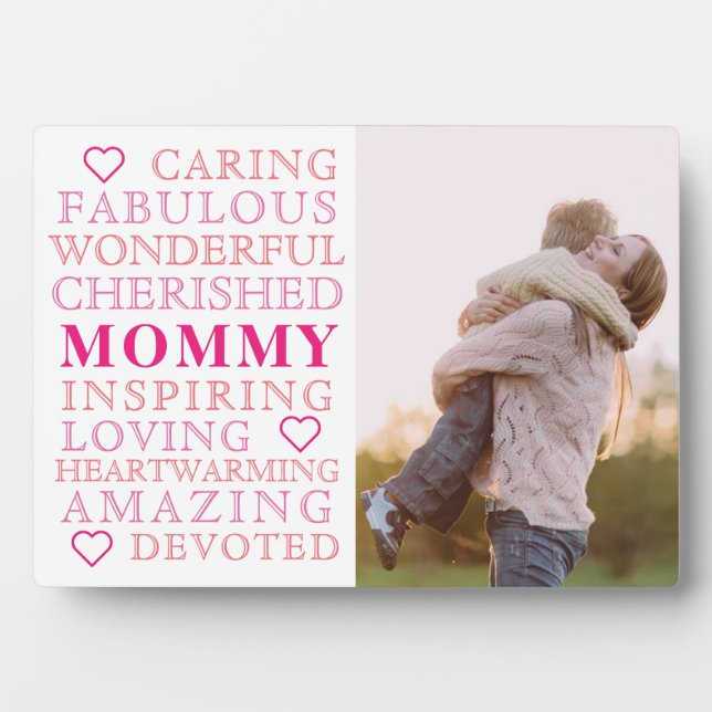 Mommy Typography Modern Trendy Family Photo Plaque (Front)