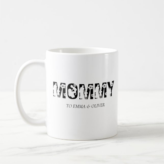 Mommy | Unique Mom Mother's Day Kids Names Coffee Mug (Left)