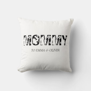 Mommy Unique Mom Mother's Day Kids Names Throw Pillow