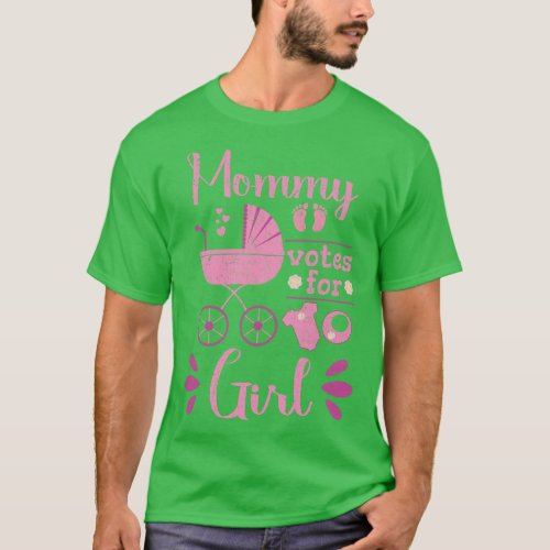 Mommy Votes For Girl Future Mom Baby Party Gender  T_Shirt