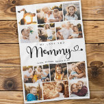 Mommy We Love you Hearts Modern Photo Collage Kitchen Towel<br><div class="desc">We love you Mommy! Cute,  modern custom family photo collage kitchen towel to show grandma how much she's loved. We love this hand lettered script design with heart flourishes,  making this a heartfelt keepsake gift for a beloved mother. Personalize with 12 favorite pictures and your personal message and names.</div>