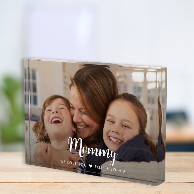Mommy We Love You Modern Script Photo Block (Creator Uploaded)
