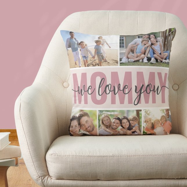 Mommy We Love You Photo Collage Mother's Day Throw Pillow (Creator Uploaded)
