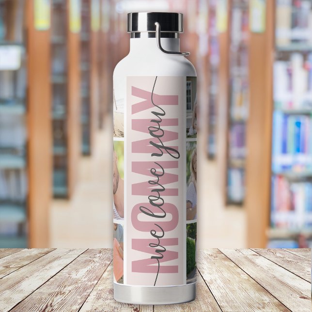 Mommy We Love You Photo Collage Mother's Day Water Bottle (Creator Uploaded)