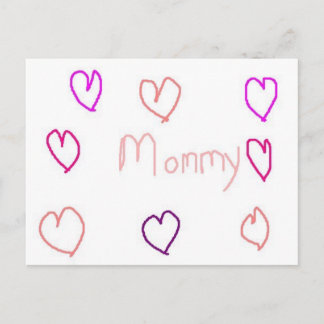 mommy with hearts postcard