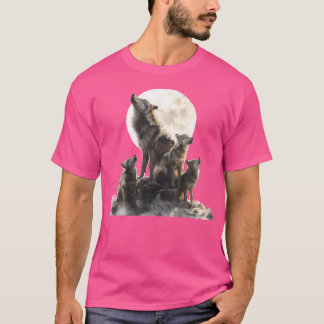 Mommy Wolf Howling At Moon Wolf Lovers Mother'S Da T-Shirt