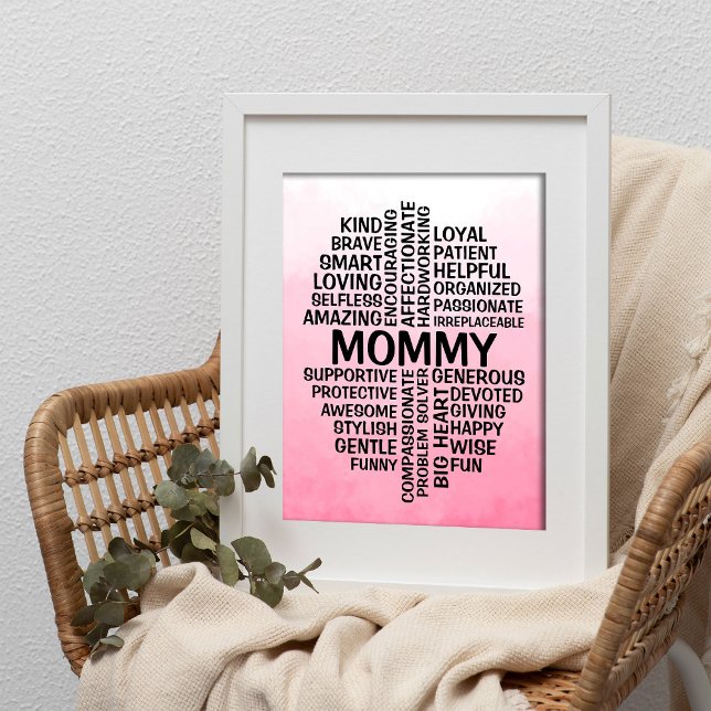 Mommy Word Cloud Name Pink Ombre Poster (Creator Uploaded)