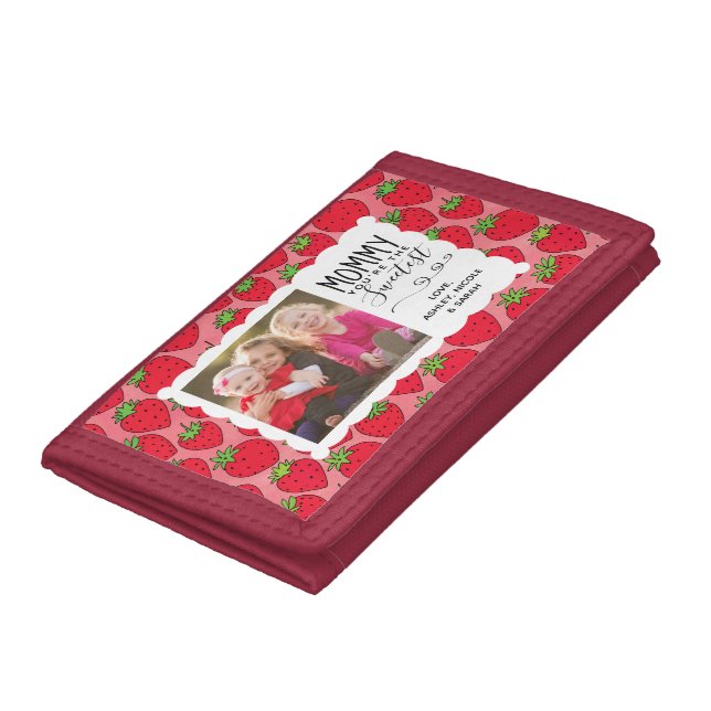 Mommy You're The Sweetest Quote Strawberries Photo Trifold Wallet (Bottom)