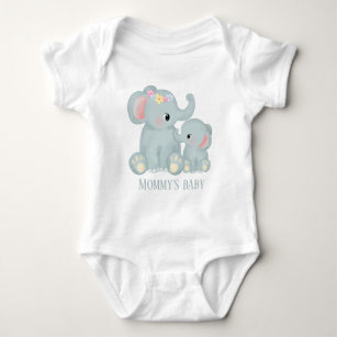 Mommy's baby elephant add text baby bodysuit