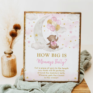 Mommy's Belly Game Girl Teddy Bear Balloons Sign