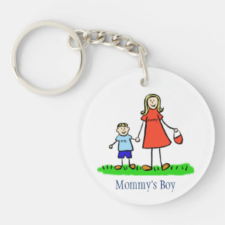 Mommy's Boy Family Art Characters Custom Keychain