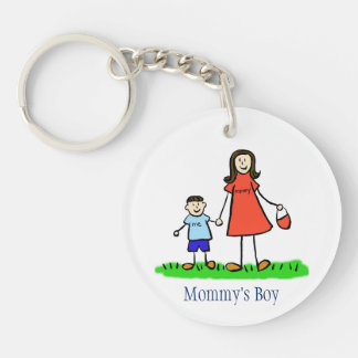 Mommy's Boy Family Art Characters Custom Keychain