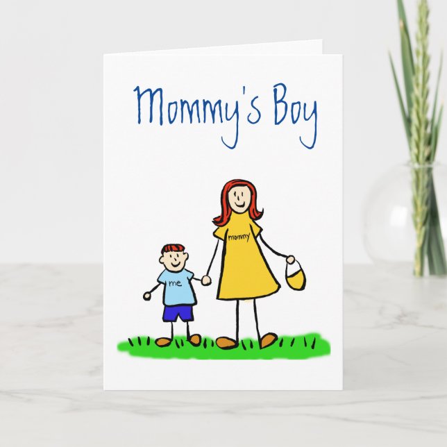 Mommy's Boy Family Character Custom Greeting Card (Front)